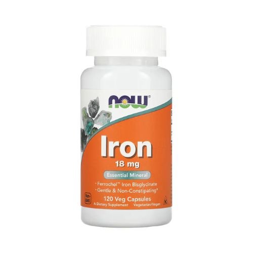 NOW Foods Iron 18mg - Ferrochel Iron Bisglycinate - 120 Veg Capsules In Pakistan